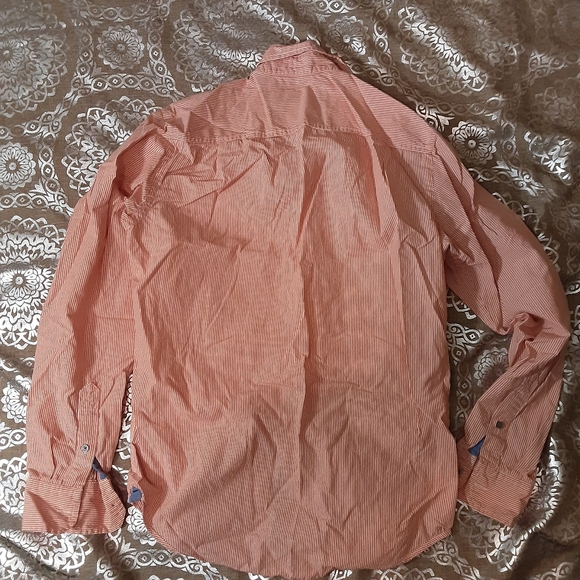 Mens American eagle outfiters long sleeve orange striped button up shirt  xs/tp - Picture 6 of 8